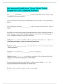 Nursing and Healthcare Exam Study Guide Questions with Certified Answers