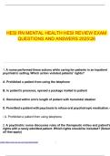 HESI RN MENTAL HEALTH HESI REVIEW EXAM QUESTIONS AND ANSWERS 202526