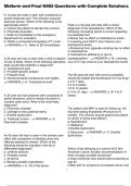 Midterm and Final N582 Questions with Complete Solutions
