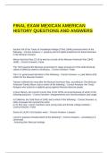 FINAL EXAM MEXICAN AMERICAN HISTORY QUESTIONS AND ANSWERS