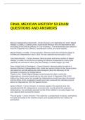 FINAL MEXICAN HISTORY 53 EXAM QUESTIONS AND ANSWERS