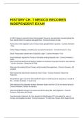HISTORY CH&period; 7 MEXICO BECOMES INDEPENDENT EXAM QUESTIONS WITH COMPLETE SOLUTIONS
