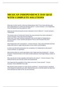 MEXICAN INDEPENDENCE DAY QUIZ WITH COMPLETE SOLUTIONS