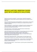 MEXICO HISTORY BRIEFING PAPER QUIZ WITH COMPLETE SOLUTIONS
