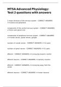 MTSA Advanced Physiology Test 2 questions with answers