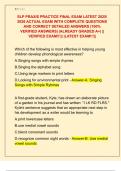 SLP PRAXIS PRACTICE FINAL EXAM LATEST 2025&sol;  2026 ACTUAL EXAM WITH COMPLETE QUESTIONS  AND CORRECT DETAILED ANSWERS &lpar;100&percnt;  VERIFIED ANSWERS&rpar; &vert;ALREADY GRADED A&plus;&vert; &vert;&vert;  VERIFIED EXAM&excl;&excl;&excl;&vert;&vert; &vert;LATEST EXAM&excl;&excl;&excl;&vert;&vert;