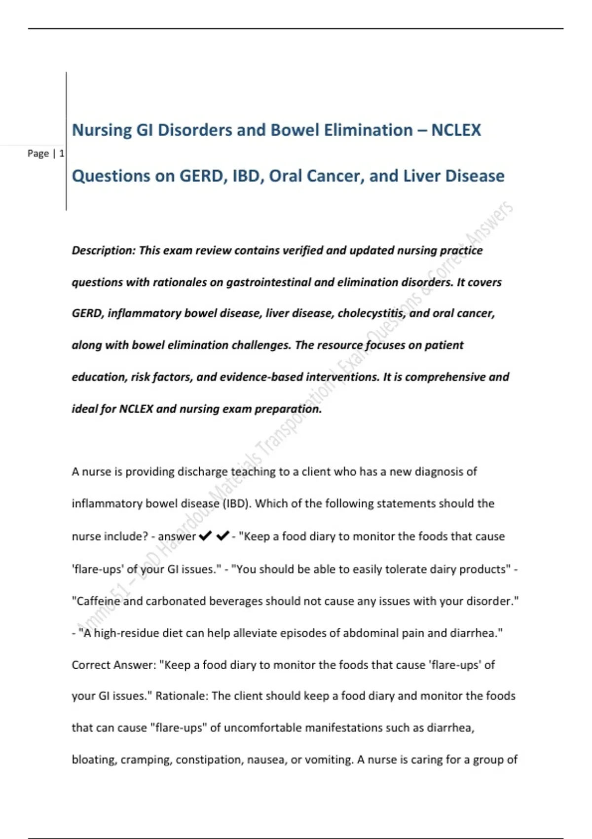 Nursing GI Disorders and Bowel Elimination – NCLEX Questions on GERD ...