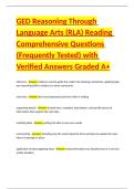 FULL GED PRACTICE TEST Comprehensive Questions &lpar;Frequently Tested&rpar; with Verified Answers Graded A&plus;