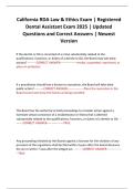 California RDA Law & Ethics Exam &vert; Registered Dental Assistant Exam 2025 &vert; Updated Questions and Correct Answers &vert; Newest Version