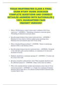 TEXAS WASTEWATER CLASS A FINAL  EXAM STUDY GUIDE 2025&sol;2026  COMPLETE QUESTIONS AND CORRECT  DETAILED ANSWERS WITH RATIONALES &vert;&vert;  100&percnt; GUARANTEED PASS  <RECENT VERSION> 