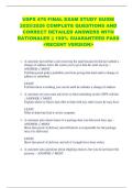 USPS 476 FINAL EXAM STUDY GUIDE  2025&sol;2026 COMPLETE QUESTIONS AND  CORRECT DETAILED ANSWERS WITH  RATIONALES &vert;&vert; 100&percnt; GUARANTEED PASS  <RECENT VERSION> 