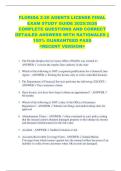 FLORIDA 2-20 AGENTS LICENSE FINAL  EXAM STUDY GUIDE 2025&sol;2026  COMPLETE QUESTIONS AND CORRECT  DETAILED ANSWERS WITH RATIONALES &vert;&vert;  100&percnt; GUARANTEED PASS   <RECENT VERSION> 