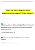 SNHD Paramedic Protocol Exam   Questions and Answers &lpar;Verified Answers&rpar;