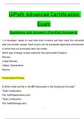 UiPath Advanced Certification   Exam  Questions and Answers &lpar;Verified Answers&rpar; 