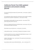 California Permit Test 2025 updated questions and answers already passed