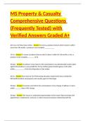 MS Property & Casualty Comprehensive Questions &lpar;Frequently Tested&rpar; with Verified Answers Graded A&plus;