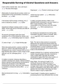 Responsible Serving of Alcohol Questions and Answers