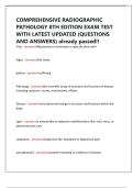 COMPREHENSIVE RADIOGRAPHIC PATHOLOGY 8TH EDITION EXAM TEST WITH LATEST UPDATED &lpar;QUESTIONS AND ANSWERS&rpar; already passed&excl;&excl;