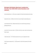 Michigan SOS Brakes Mechanic Certification  Practice Test 2025-2026 Latest Questions and  Answers