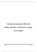 Test Bank for Essentials of MIS&comma; 14th Edition&comma; Kenneth C&period; Laudon Jane P&period; Laudon&comma; Chapters 1-12 &vert; All Chapters &vert; LATEST UPDATED&period;