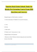 Superior Real Estate School&colon; Study for Retake Pre-Licensing Course Exam 2026 Questions and Answers