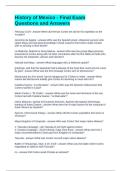 History of Mexico - Final Exam Questions and Answers
