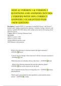 HESI A2 VERSION 1 & VERSION 2 QUESTIONS AND ANSWERS 2025&sol;2026 &vert;&vert; VERIFIED WITH 100&percnt; CORRECT ANSWERS &vert;&vert; GUARANTEED PASS <NEW EDITION>