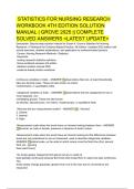 STATISTICS FOR NURSING RESEARCH WORKBOOK 4TH EDITION SOLUTION MANUAL &vert; GROVE 2025 &vert;&vert; COMPLETE SOLVED ANSWERS <LATEST UPDATE>