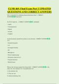 CLNR 465&colon; Final Exam Part 2 UPDATED  QUESTIONS AND CORRECT ANSWERS