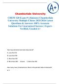 CHEM 120  Chamberlain University Multiple Choice 2025&sol;2026 Latest Package deal