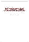 2025 Texas Wastewater Class A Exam &vert; Full Versions A & B with Certified Solutions