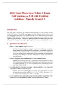 2025 Texas Wastewater Class A Exam Full Versions A & B with Certified Solutions Already Graded A