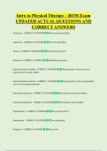 Intro to Physical Therapy &ndash; ROM Exam  UPDATED ACTUAL QUESTIONS AND  CORRECT ANSWERS