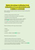 Digital Advertising Certification Exam  UPDATED ACTUAL QUESTIONS AND  CORRECT ANSWERS
