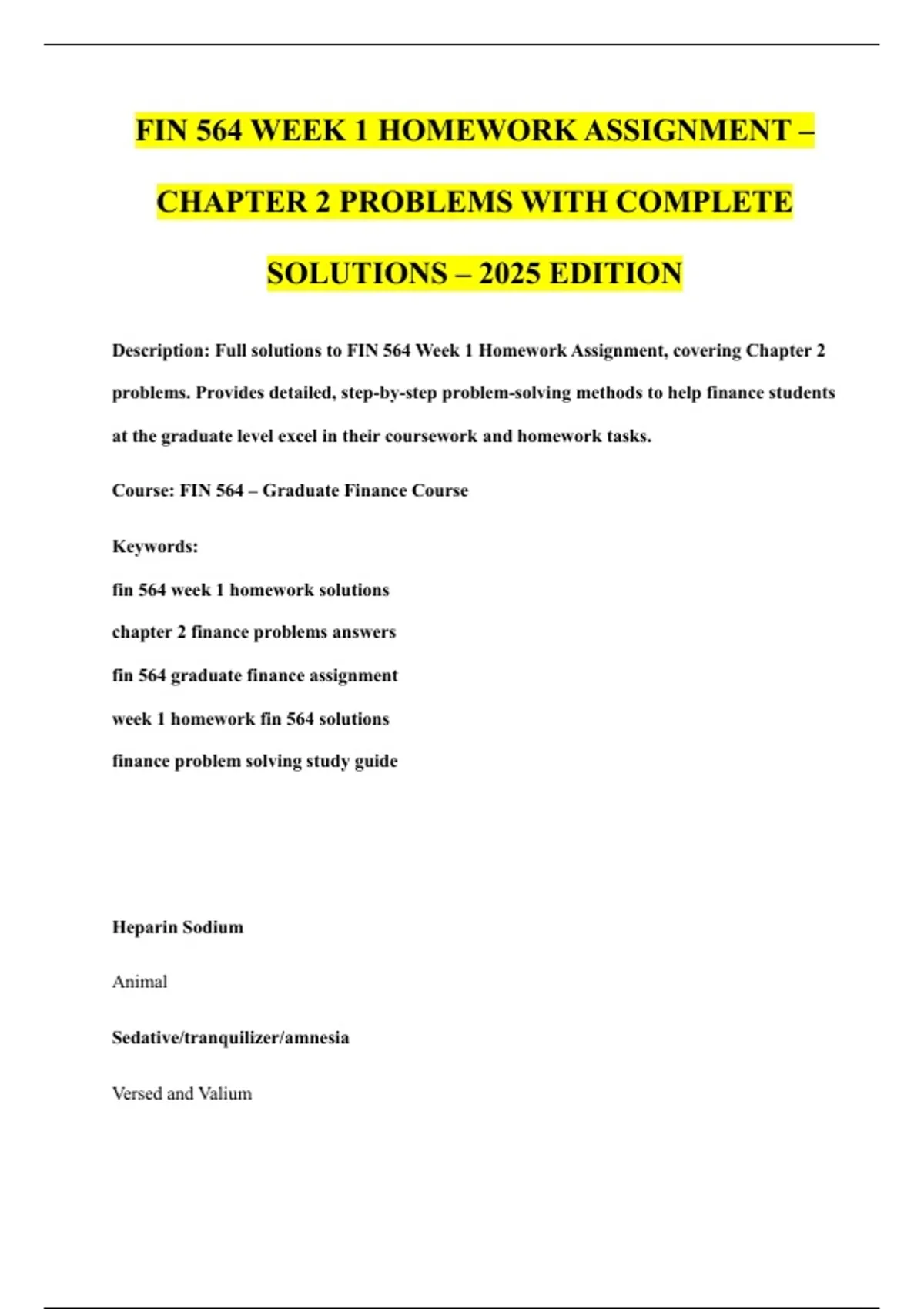 FIN 564 WEEK 1 HOMEWORK ASSIGNMENT – CHAPTER 2 PROBLEMS WITH COMPLETE ...