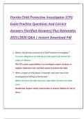 Florida Child Protective Investigator &lpar;CPI&rpar;  Exam Practice Questions And Correct  Answers &lpar;Verified Answers&rpar; Plus Rationales  2025&vert;2026 Q&A &vert; Instant Download Pdf 