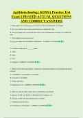 Agribiotechnology KOSSA Practice Test  Exam UPDATED ACTUAL QUESTIONS  AND CORRECT ANSWERS