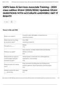 USPS Sales & Services Associate Training - 2025 class edition EXAM &lpar;2025&sol;2026&rpar; Updated&colon; EXAM QUESTIONS WITH ACCURATE ANSWERS &vert; GET IT RIGHT&excl;&excl;