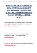MHA LSUS 706 FINAL EXAM ACTUAL EXAM FINANCIAL MANAGEMENT MIDTERM EXAM COMPLETE 100 QUESTIONS AND VERIFIED ANSWERS ALREADY GRADED A&plus;