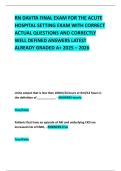 RN DAVITA FINAL EXAM FOR THE ACUTE HOSPITAL SETTING EXAM WITH CORRECT ACTUAL QUESTIONS AND CORRECTLY WELL DEFINED ANSWERS LATEST ALREADY GRADED A&plus; 2025 &ndash; 2026