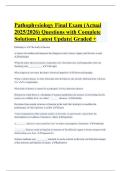 Pathophysiology Final Exam &lpar;Actual 2025&sol;2026&rpar; Questions with Complete Solutions Latest Update&vert; Graded &plus;