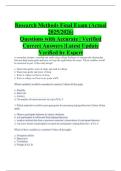 Research Methods Final Exam &lpar;Actual 2025&sol;2026&rpar; Questions with Accurate &vert; Verified Correct Answers &vert;Latest Update Verified by Expert