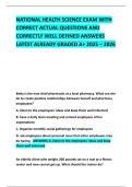 NATIONAL HEALTH SCIENCE EXAM WITH CORRECT ACTUAL QUESTIONS AND CORRECTLY WELL DEFINED ANSWERS LATEST ALREADY GRADED A&plus; 2025 &ndash; 2026