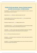 Florida 6&period;20 All Lines Adjuster - Review of Quizzes Questions and 100&percnt; Correct Answers &vert; Verified Solutions