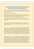 Florida 3-20 Public Adjuster Exam Outlines Questions and 100&percnt; Correct Answers &vert; Verified Solutions