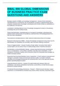 BMAL 590 GLOBAL DIMENSIONS OF BUSINESS PRACTICE EXAM QUESTIONS AND ANSWERS 