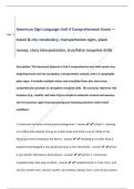 American Sign Language Unit 4 Comprehension Exam &mdash;   travel & city vocabulary&comma; transportation signs&comma; place  names&comma; story interpretation&comma; true&sol;false receptive drills 