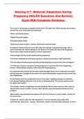 Nursing 317- Maternal Adaptation During Pregnancy &lpar;NCLEX Questions And Review&rpar; Exam With Complete Solutions 