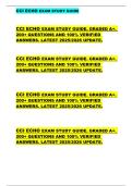 CCI ECHO EXAM STUDY GUIDE      CCI ECHO EXAM STUDY GUIDE&period; GRADED A&plus;&period;  200&plus; QUESTIONS AND 100&percnt; VERIFIED  ANSWERS&period; LATEST 2025&sol;2026 UPDATE&period;      CCI ECHO EXAM STUDY GUIDE&period; GRADED A&plus;&period;  200&plus; QUESTIONS AND 100&percnt; VERIFIED  ANSWERS&period; LATEST 2025&sol;2026 UPDATE&period;      
