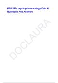 NSG 552- psychopharmacology Quiz &num;1 Questions And Answers
